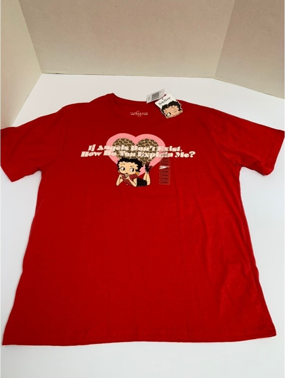 NWT Betty Boop "If Angels Don't Exist" Red T Shirt Size L
